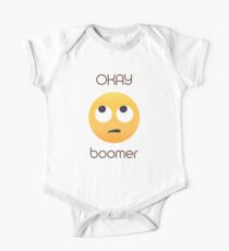 Okay Boomer Rolling Eye Emoji Short Sleeve Baby One-Piece