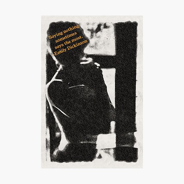 Item preview, Saying nothing  sometimes  says the most. Mindfulness Emily Dickinson Quote on Woman’s Silhouette in Yellow Typography designed and sold by Monica Laipple.