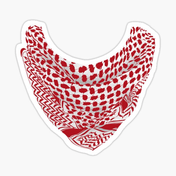 Traditional red, Arabic, keffiyeh scarf design so you can bring the desert vibes with you. Sticker
