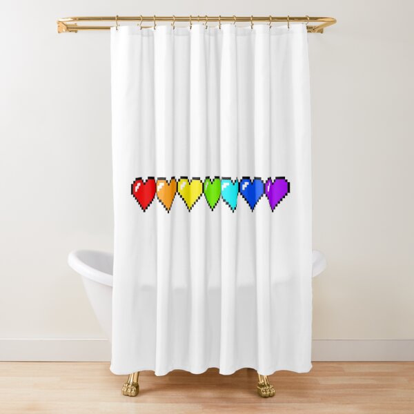 Rainbow Hearts in a Row | Pride Flag Shower Curtain