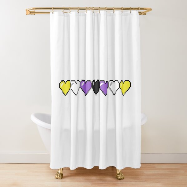 Nonbinary Hearts in a Row | Pride Flag  Shower Curtain