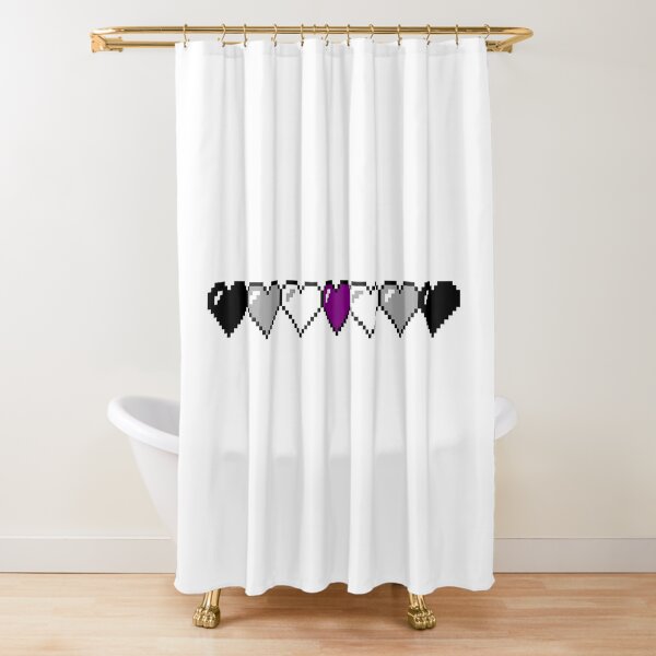 Asexual Hearts in a Row | Pride Flag  Shower Curtain
