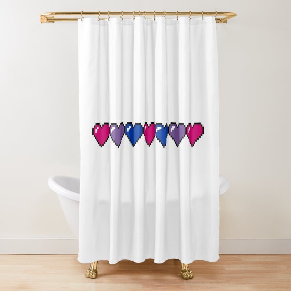 Bisexual Hearts in a Row | Pride Flag  Shower Curtain