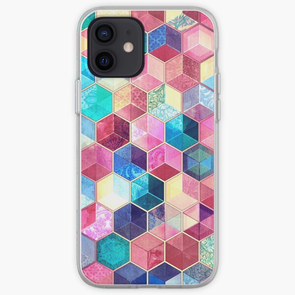 Topaz & Ruby Crystal Honeycomb Cubes iPhone Soft Case