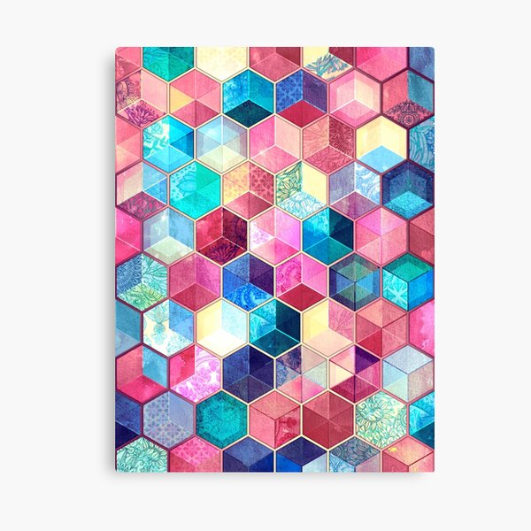 Topaz & Ruby Crystal Honeycomb Cubes Canvas Print