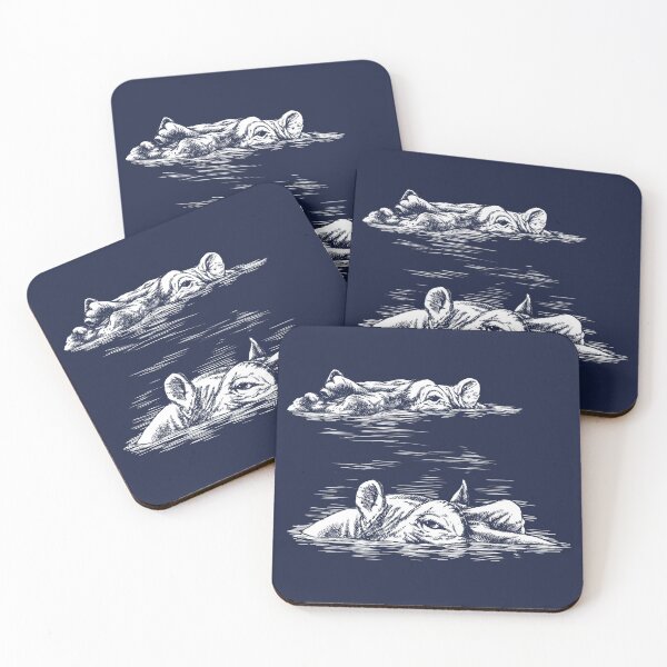 Item preview, Swimming Hippos (dark background) designed and sold by MMMSdesigns.