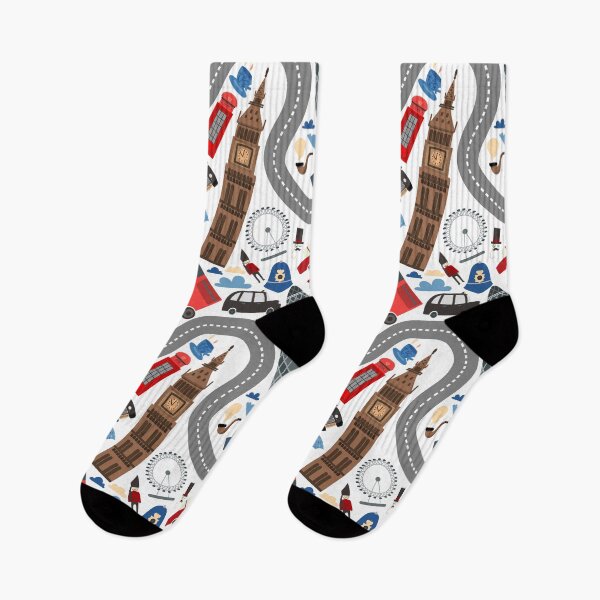 Item preview, London doodles pattern. Red bus, ferris wheel, black cab etc. designed and sold by HelgaScand.