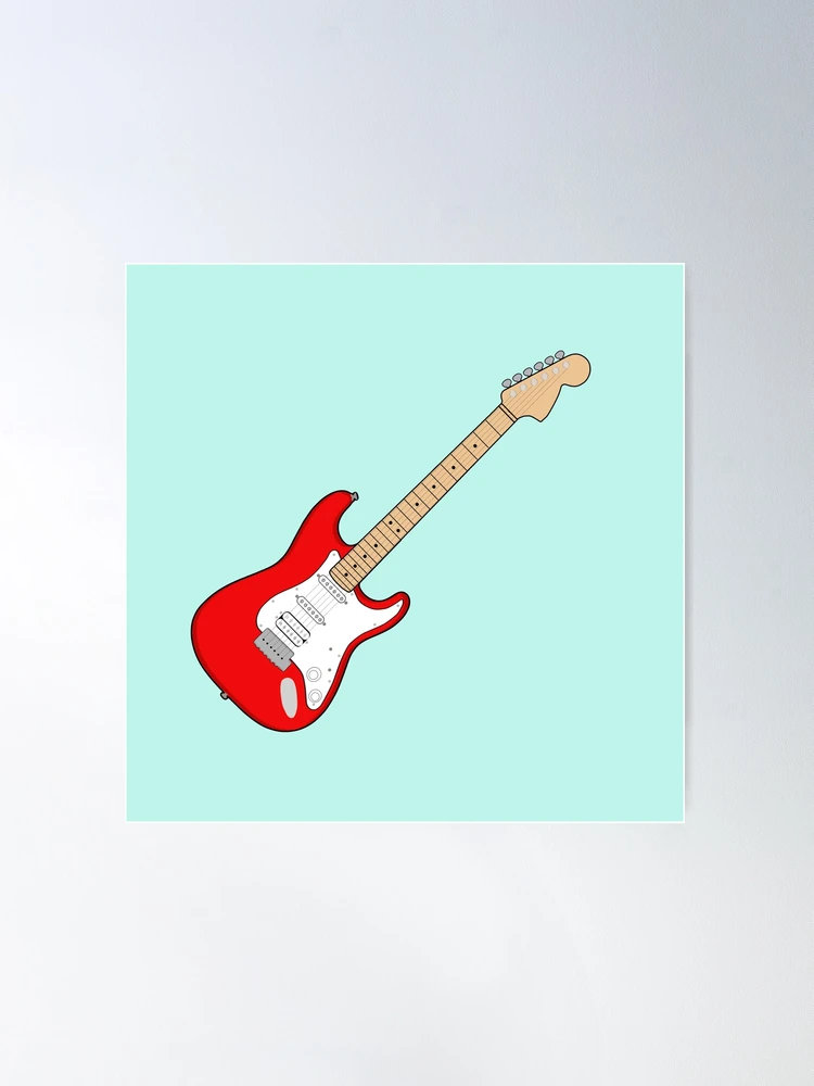 Rockeuse avec une guitare électrique d'Editors Choice en poster, tableau  sur toile et plus