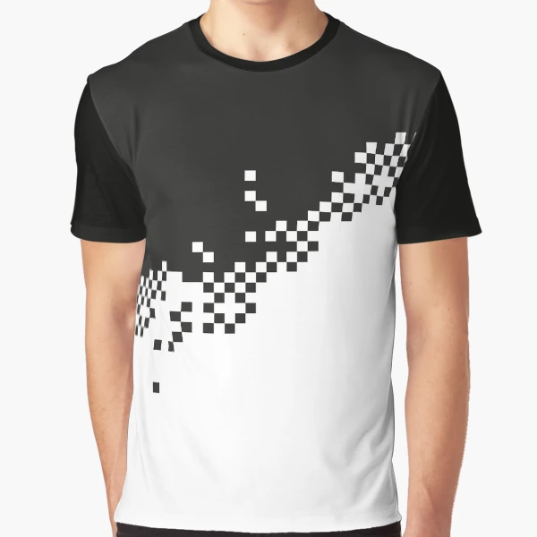 [XTONZ] Pixel Check Applique T-Shirt ★大人気★ Pixel Art Skull Unisex Heavy Cotton T-shirt - Video Game