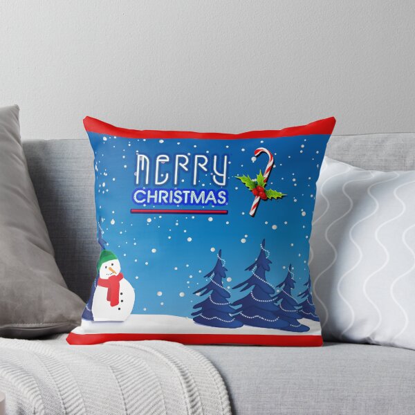Item preview, Blue and White Christmas Snowman Winter Scene designed and sold by Art2Me.