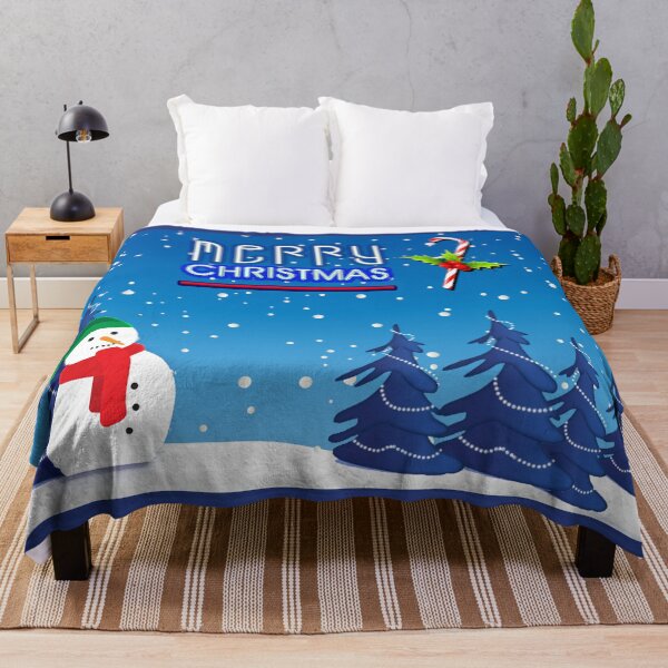Item preview, Blue and White Christmas Snowman Winter Scene designed and sold by Art2Me.
