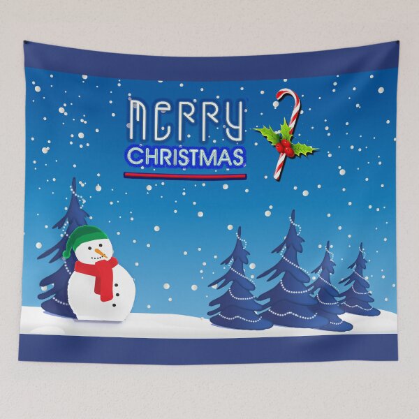 Item preview, Blue and White Christmas Snowman Winter Scene designed and sold by Art2Me.