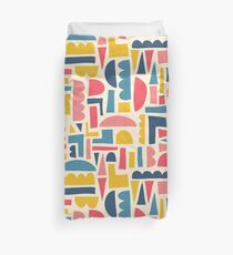 Kids Shapes Collage Blue Pink Yellow Duvet Cover