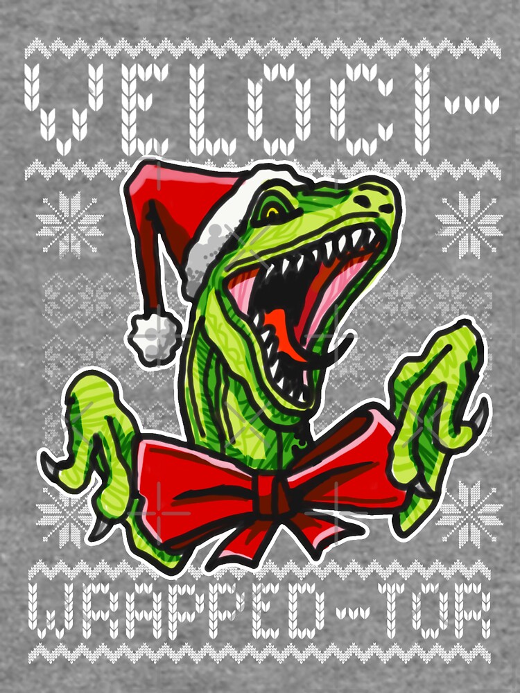 Funny Velociraptor Dinosaur Themed Ugly Christmas Sweater T Shirt Lightweight Sweatshirt