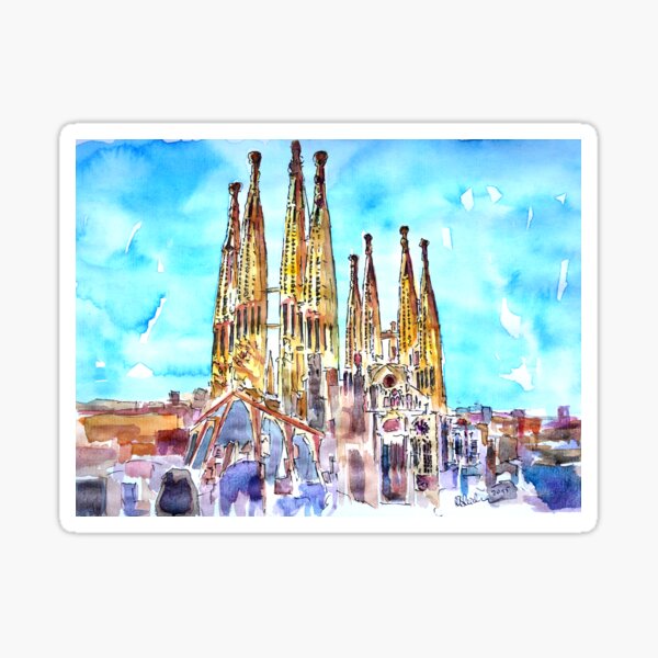 Sagrada Famila in Barcelona with Blue Sky Sticker