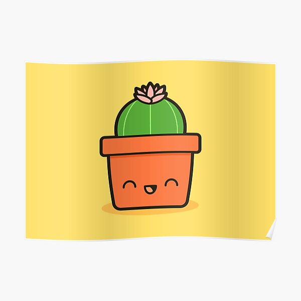 Cactus With Flower In Cute Pot Poster By Peppermintpopuk Redbubble 6071