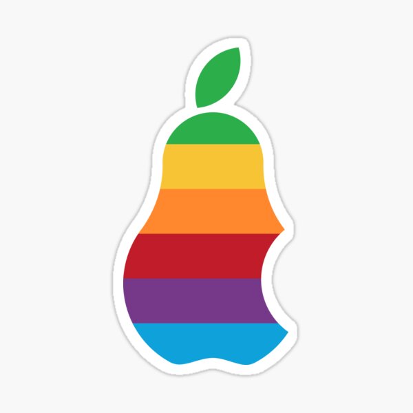 Pear With Coloured Stripes Apple Parody Sticker For Sale By Shirtgrass Redbubble 