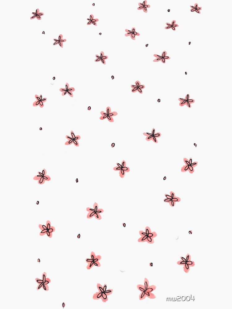 "Pastel Orange Flower Pattern Drawing Aesthetic" Sticker by mw2004