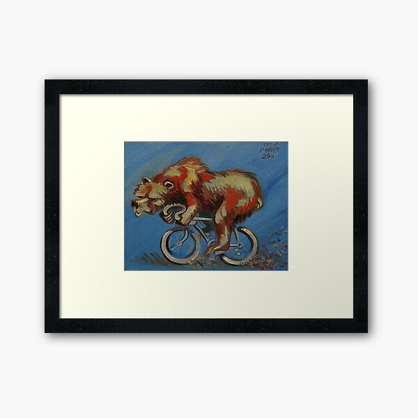 Grizzly on a Bicycle Framed Art Print