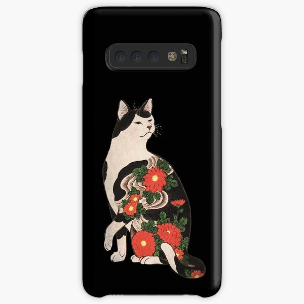 Antique Japanese Woodblock Print Cat with Flower Tattoos Samsung Galaxy Snap Case