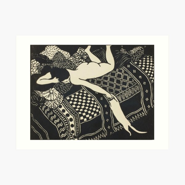 Woman And Cat Art Print