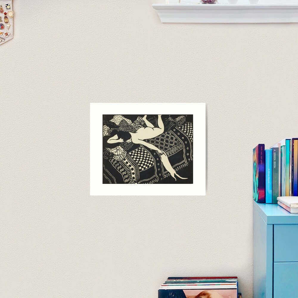 Woman And Cat Art Print