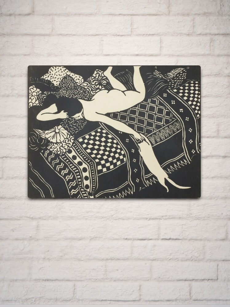 Thumbnail 2 of 4, Metal Print, Woman And Cat designed and sold by bluespecsstudio.