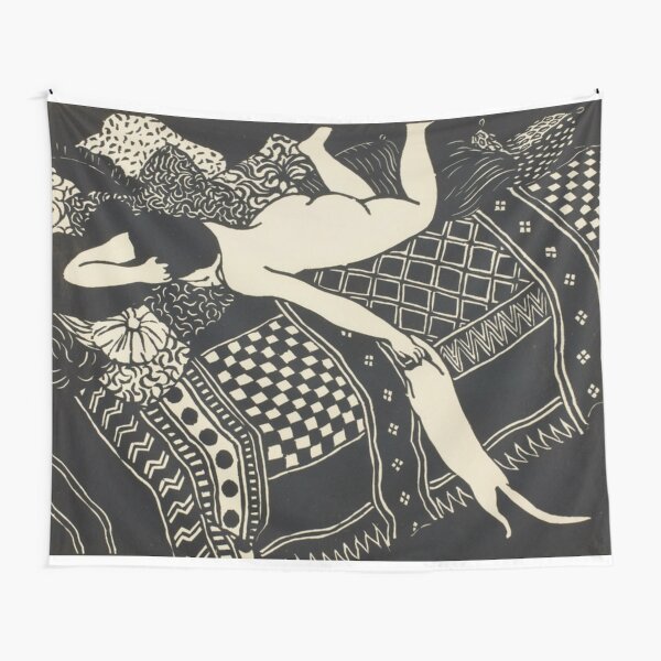 Woman And Cat Tapestry