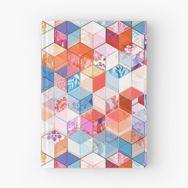 Item preview, Coral, Cream and Cobalt Kaleidoscope Cubes designed and sold by micklyn.