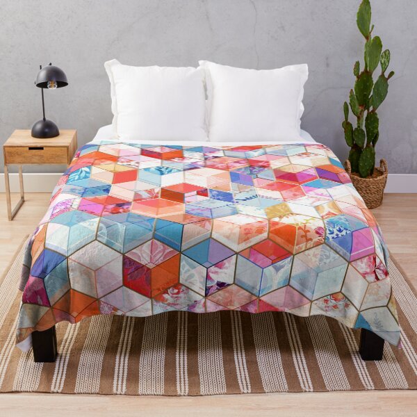 Item preview, Coral, Cream and Cobalt Kaleidoscope Cubes designed and sold by micklyn.