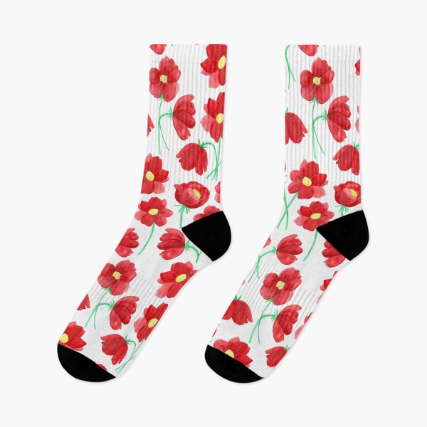Item preview, Red Watercolor Wildflowers designed and sold by Gardenia Watercolors.