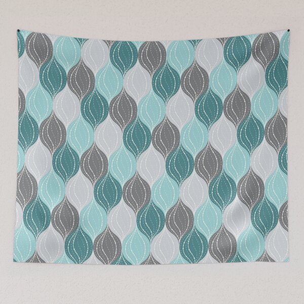 Item preview, Winter bauble ornamental ogee pattern in grey and teal designed and sold by HannaPaulina.