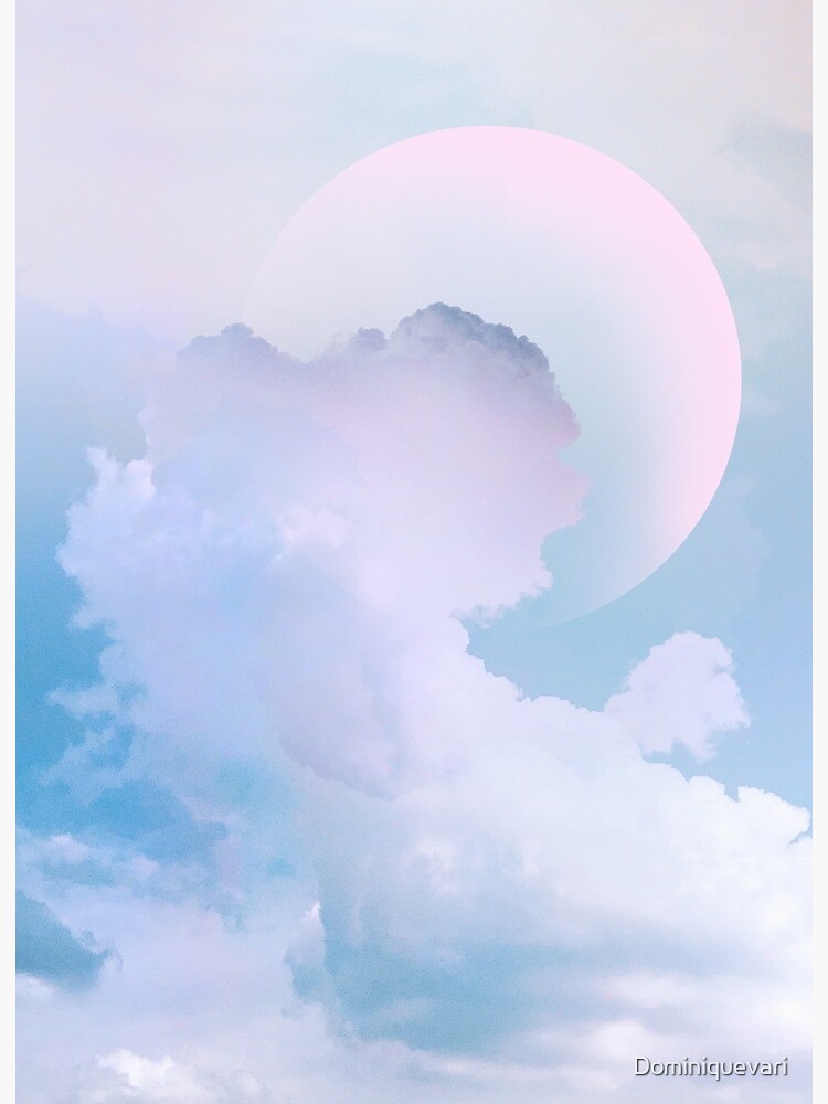 Lámina rígida «Cielo azul pastel soñador con luna» de Dominiquevari |  Redbubble