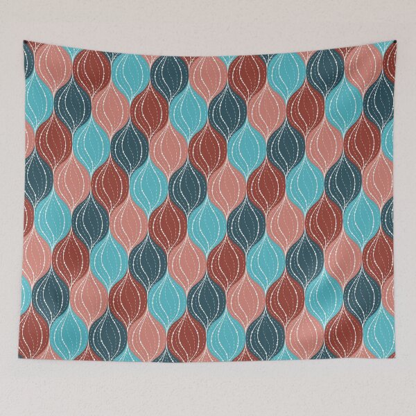 Item preview, Winter bauble ornamental ogee pattern in blue and red designed and sold by HannaPaulina.