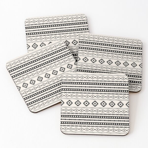Item preview, Aztec Black on Cream Mixed Motifs Pattern designed and sold by NataliePaskell.