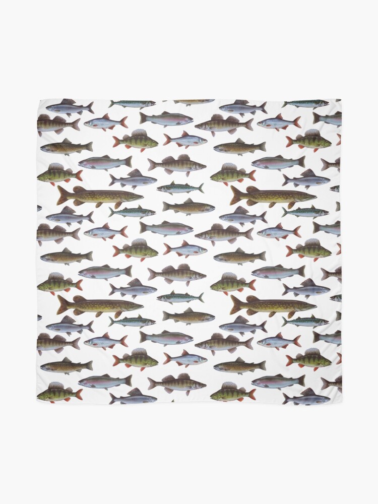 Thumbnail 2 of 3, Scarf, Interesting Fish Pattern designed and sold by tiokvadrat.