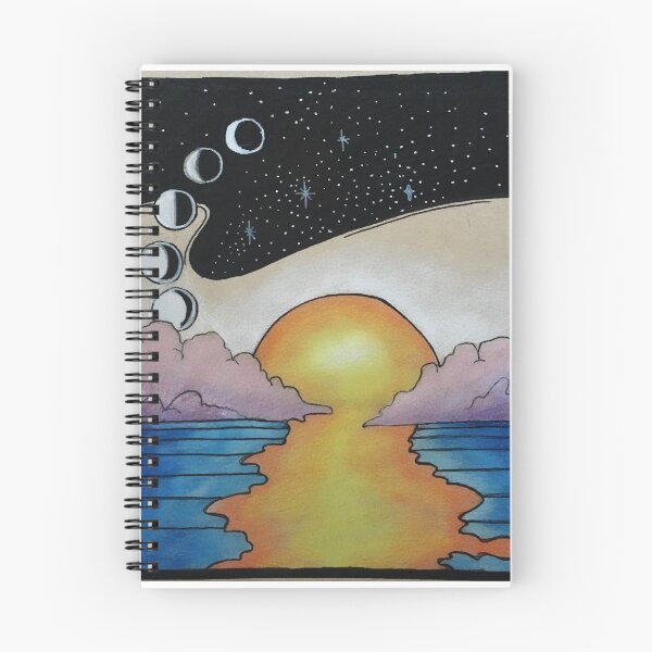 Item preview, sunset with moon cycle and clouds designed and sold by Katie Wallen.