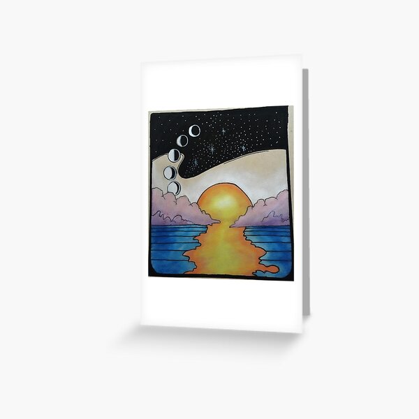 Artikel-Vorschau von Sonnenuntergang mit Mondzyklus und Wolken, designt und verkauft von Katie Wallen.