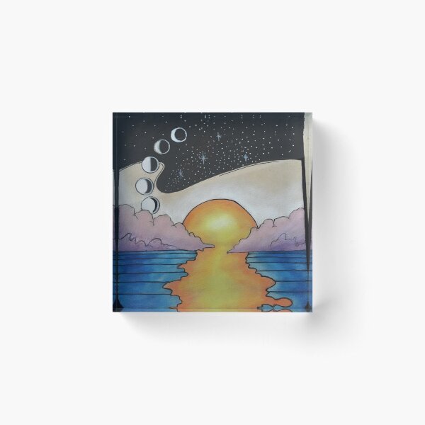 Item preview, sunset with moon cycle and clouds designed and sold by Katie Wallen.
