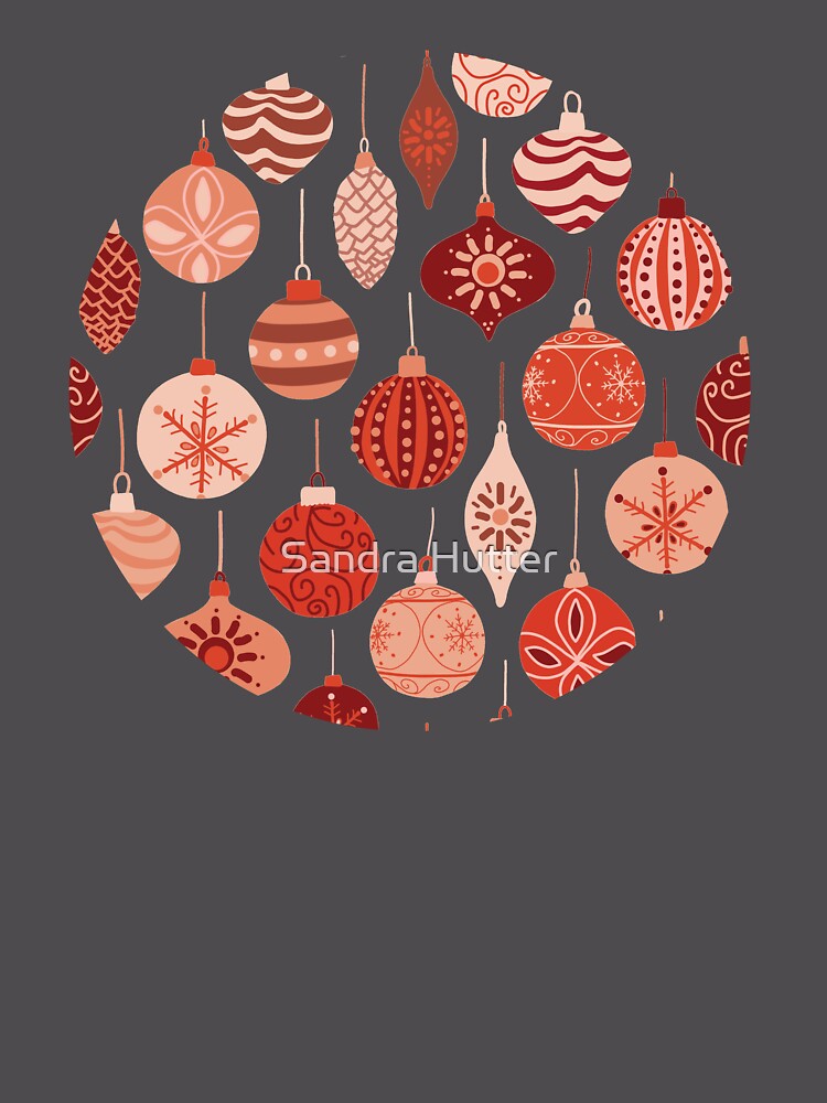 Thumbnail 6 von 6, Premium Oversized Pullover, Retro Christmas Ornaments Red Pink Beige Pattern designt und verkauft von SandraHutter.