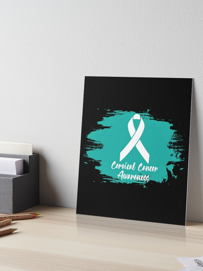 Cervical Cancer Ribbon (Teal-White) Pack of 10 - Celebrate Prints