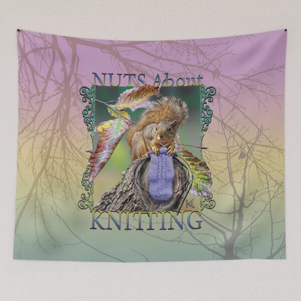 Item preview, Nuts About Knitting Squirrel Pink Camo Branches designed and sold by NorthernBell.