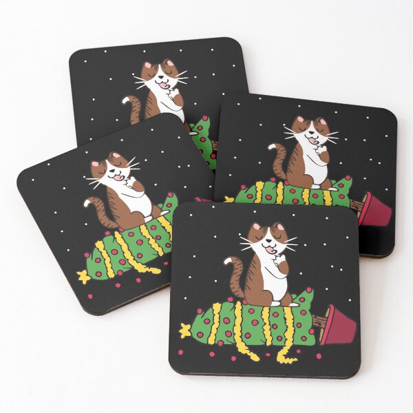 Item preview, white tabby cat knocked the christmas tree designed and sold by FandomizedRose.