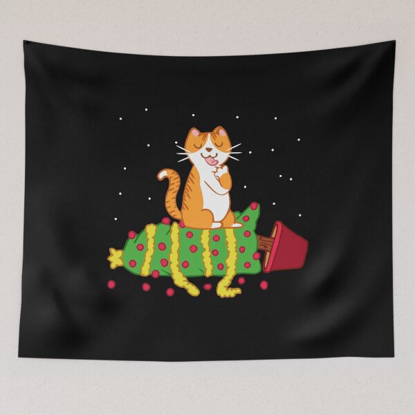 Item preview, tabby red cat knocked the christmas tree designed and sold by FandomizedRose.