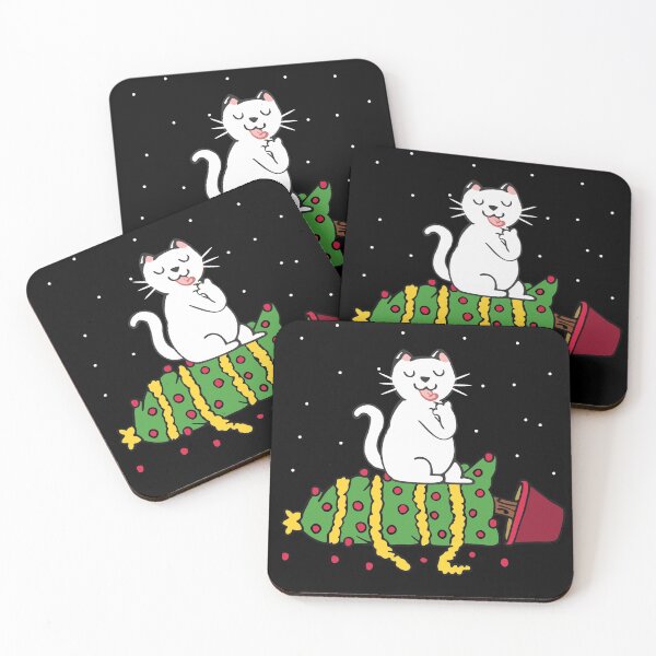 Item preview, white cat knocked the christmas tree designed and sold by FandomizedRose.
