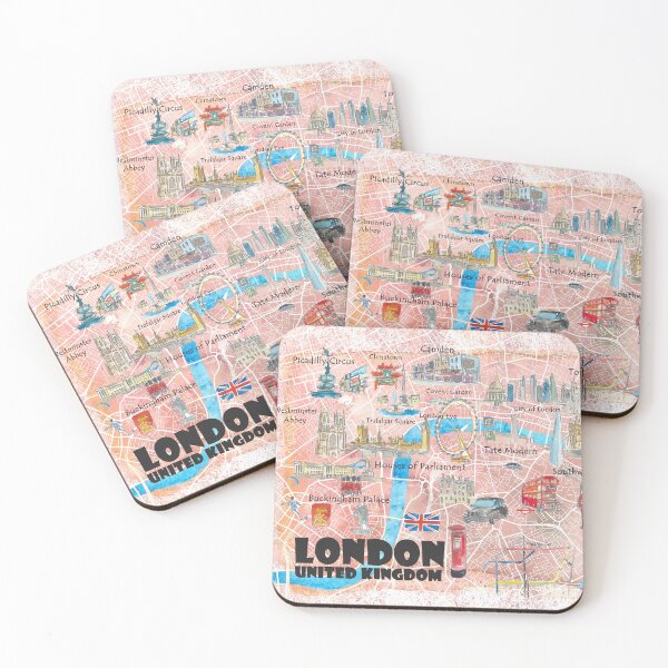 Item preview, London UK Illustrated Map with Main Roads, Landmarks & Highlights designed and sold by artshop77.