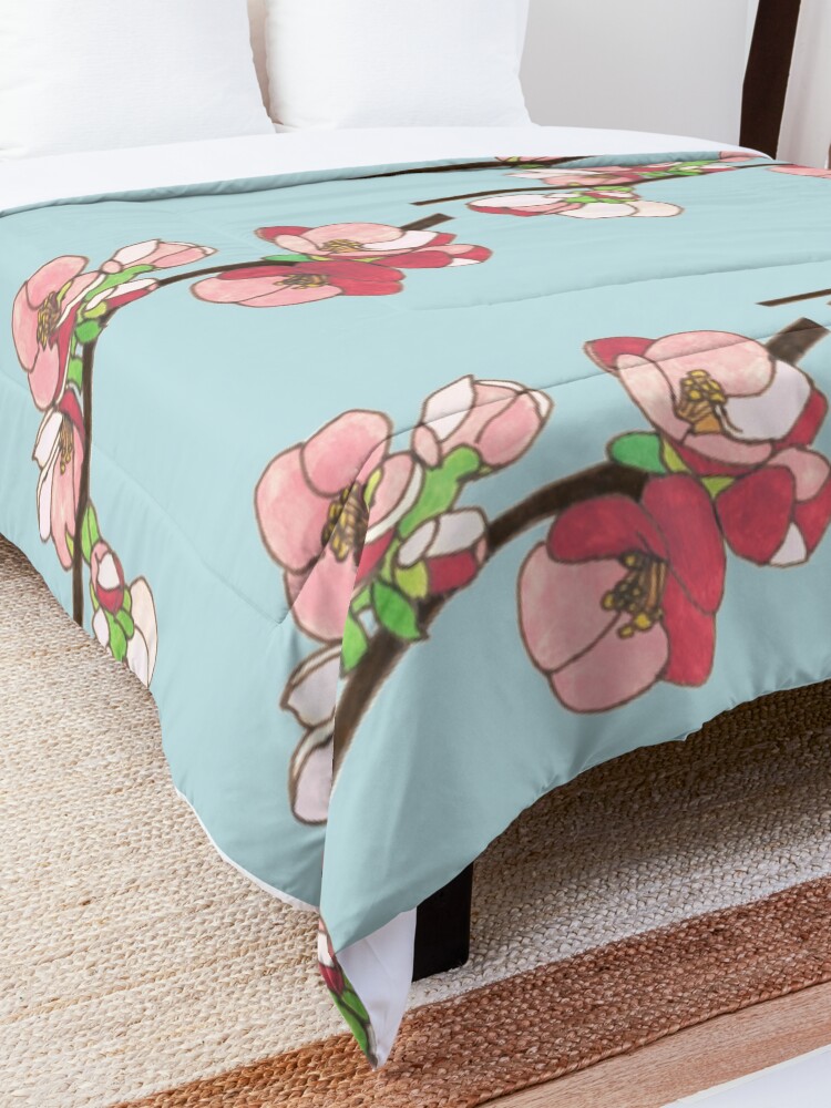 Alternate view of Pink on Blue Blossoms Comforter