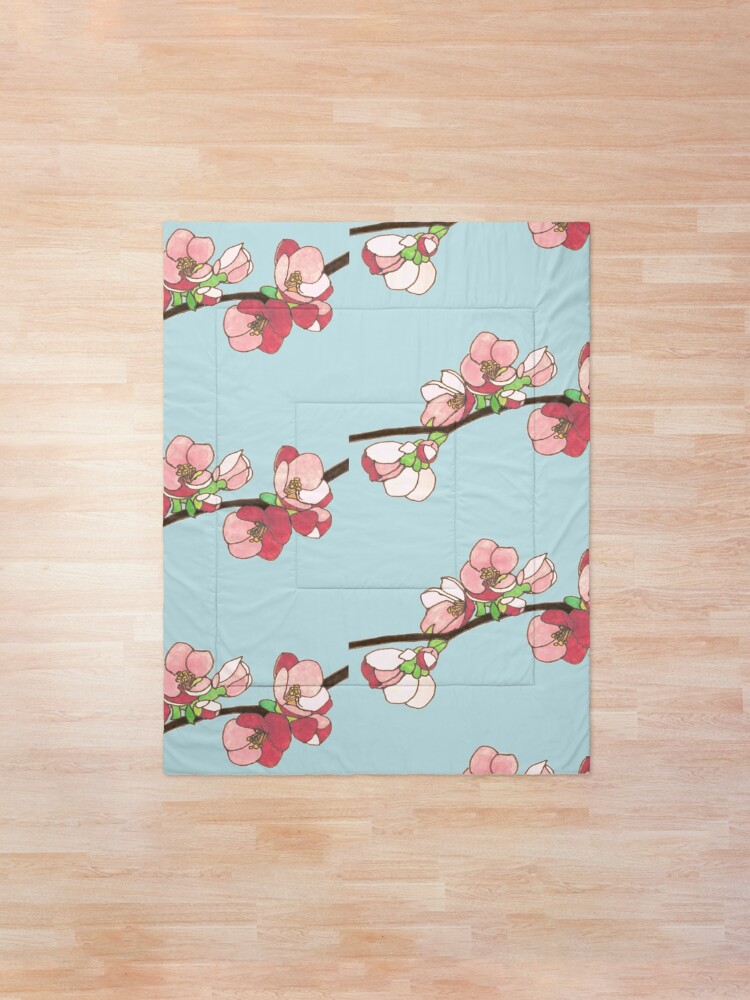 Alternate view of Pink on Blue Blossoms Comforter