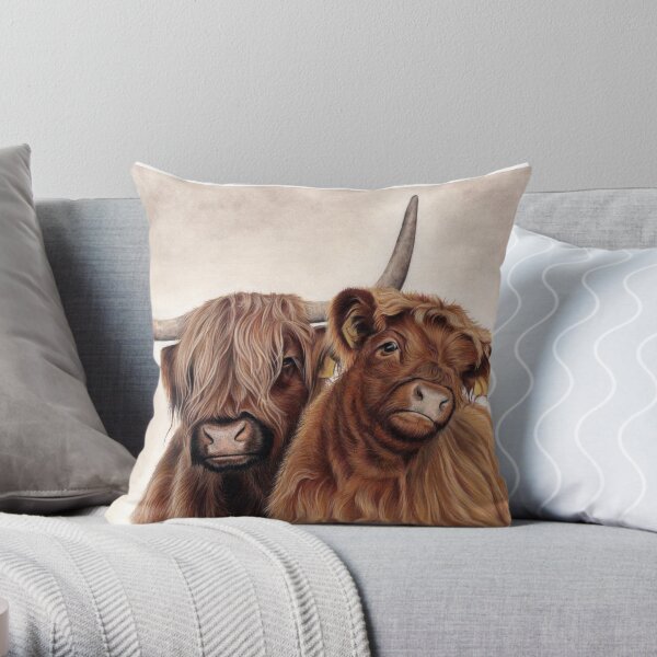Heilan'Coos - Scottish Highland Cattle Throw Pillow