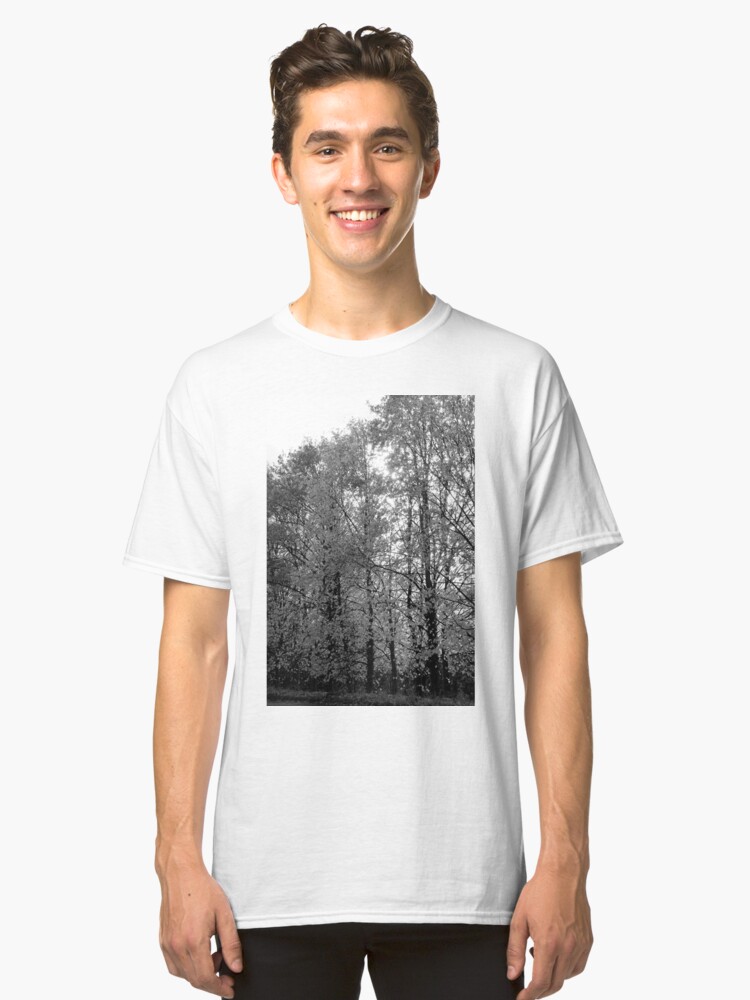 Alternate view of Autumn Trees in Black and White Classic T-Shirt